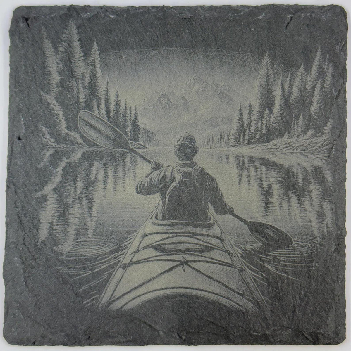 Forest River Kayak Slate Coaster – Wilderness Paddling Scene