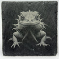 Laid Back Bearded Dragon Slate Coaster – Relaxed Reptile Art