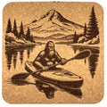 Bigfoot Kayaking Mountain Lake – Outdoor Adventure Cork Coaster