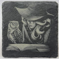 Witch Reading by Candlelight – Laser Engraved Slate Coaster