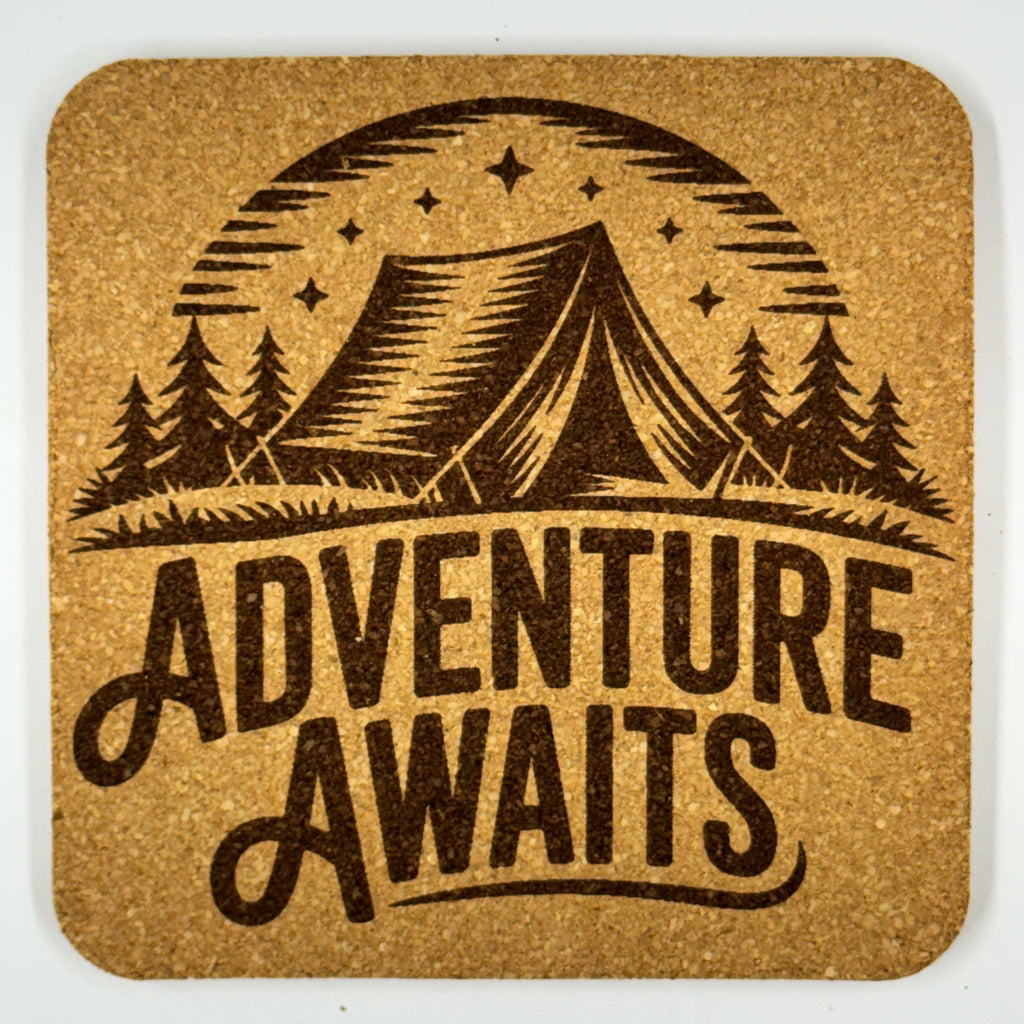 Adventure Awaits Cork Coaster – Camping & Outdoor Decor