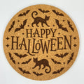 Happy Halloween Black Cat Cork Coaster Spooky Decor