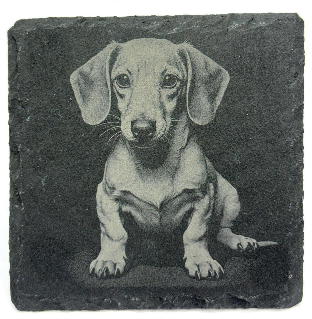 Dachshund Lover Gift – Laser Engraved Slate Coaster