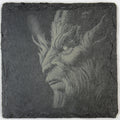 Horned Demon Slate Coaster – Dark Fantasy Horror Art
