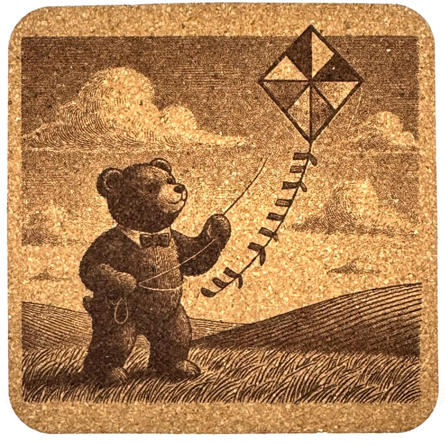 Dapper Bear Flying Kite – Classic Cork Coaster