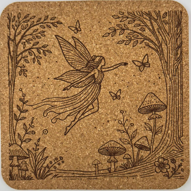 Flying Woodland Pixie Fairy Coaster – Enchanted Forest Cork Coaster