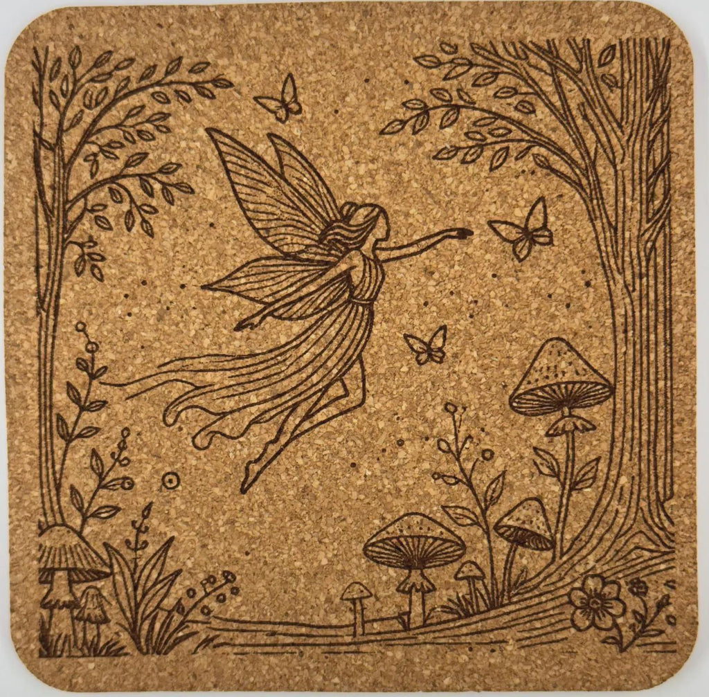 Flying Woodland Pixie Fairy Coaster – Enchanted Forest Cork Coaster
