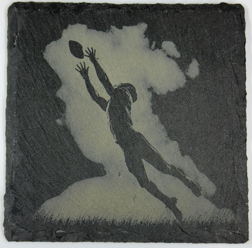 Football Receiver Catch – Game Moment Slate Coaster