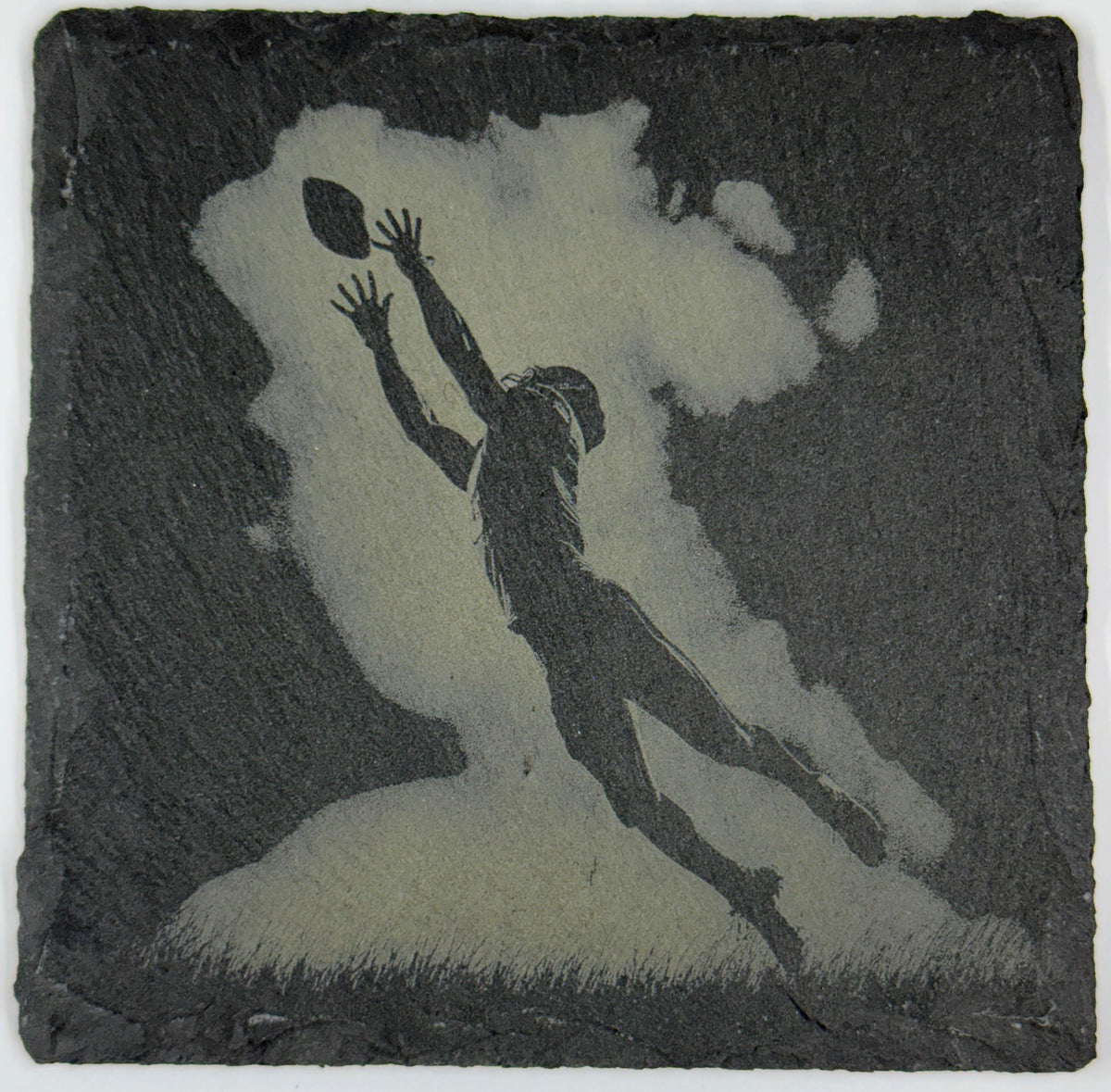 Football Receiver Catch – Game Moment Slate Coaster
