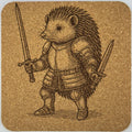 Hedgehog Warrior with Sword and Dagger – Medieval Fantasy Cork Coaster