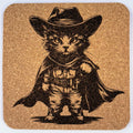 Cowboy Cat Halloween – Engraved Cork Coaster