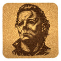 Masked Slasher Horror Movie Inspired Cork Drink Coaster – Dark Gothic Bar Decor
