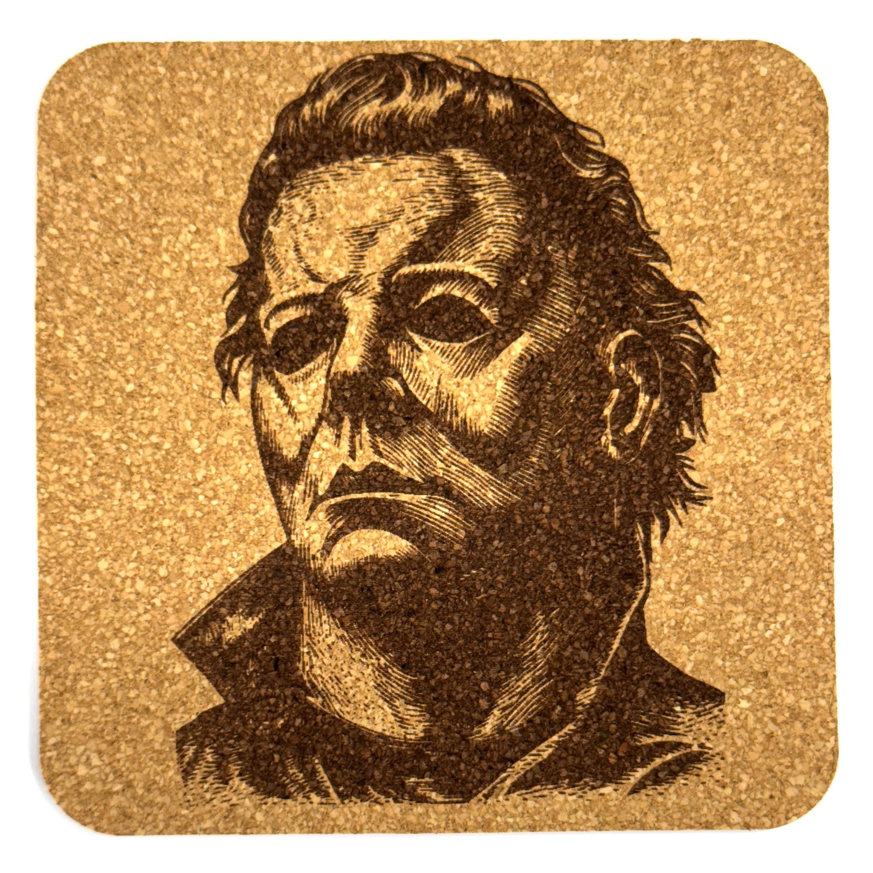 Masked Slasher Horror Movie Inspired Cork Drink Coaster – Dark Gothic Bar Decor