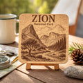 Zion National Park Cork Coaster – Utah Canyon Landscape Engraved Coaster