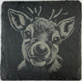 Cute Reindeer Portrait Slate Coaster – Classic Christmas Animal Art