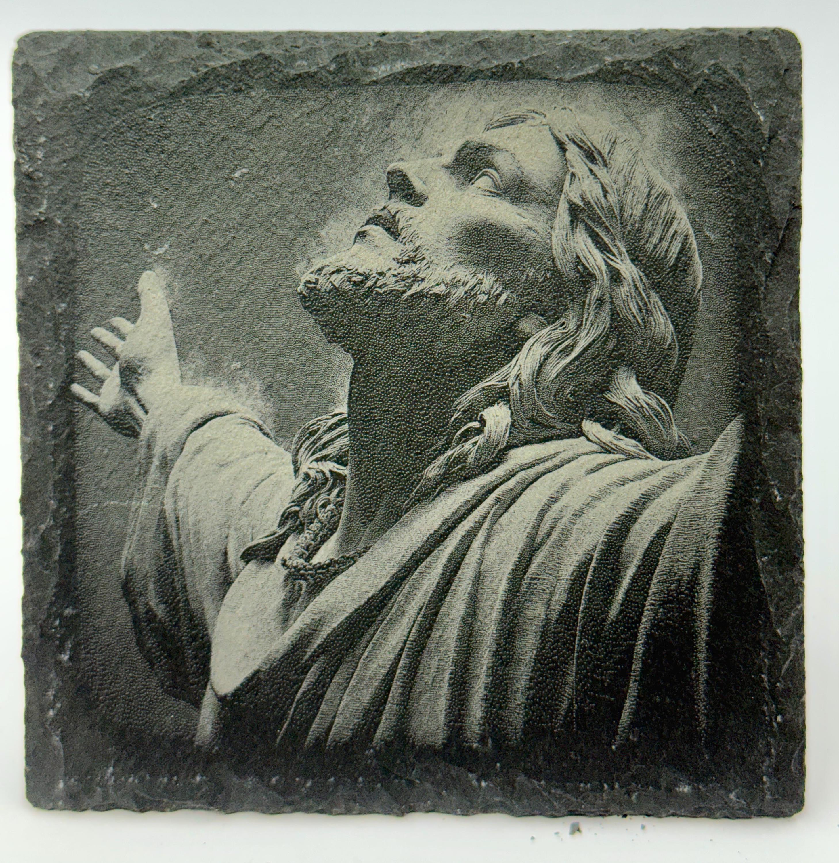 Jesus in Praise Slate Coaster – Faith Inspired Artwork