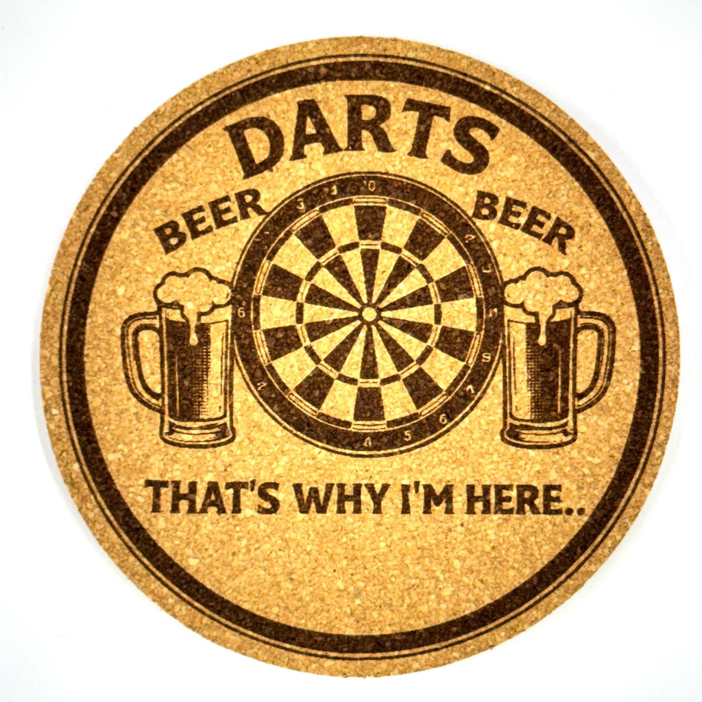 Darts Beer Humor Cork Coaster Pub Game Design Bar Room Style