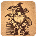 Book Loving Mushroom Gnome – Laser Engraved Cork Coaster
