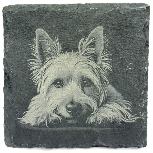 Yorkshire Terrier Slate Coaster – Engraved Yorkie Dog Art