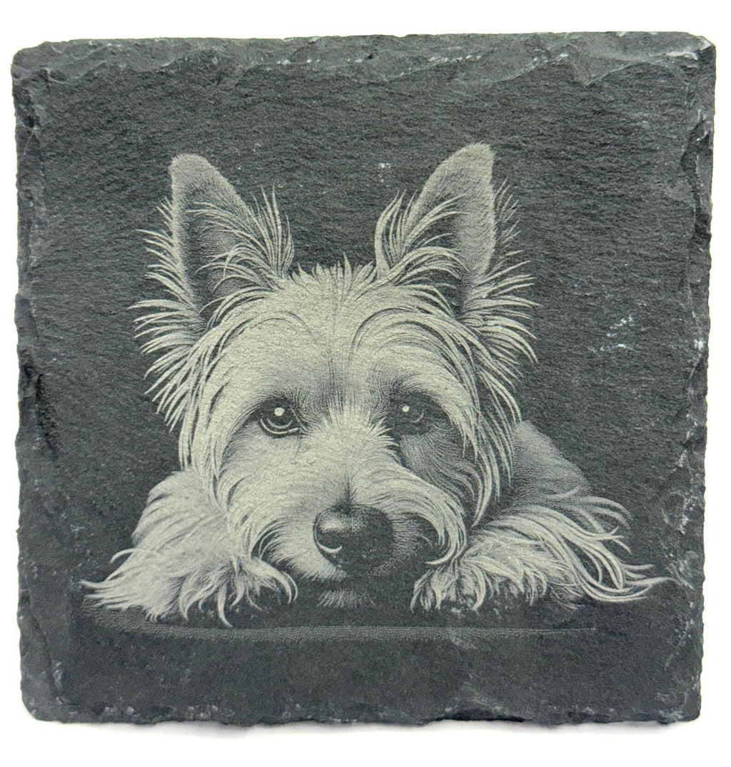 Yorkshire Terrier Slate Coaster – Engraved Yorkie Dog Art