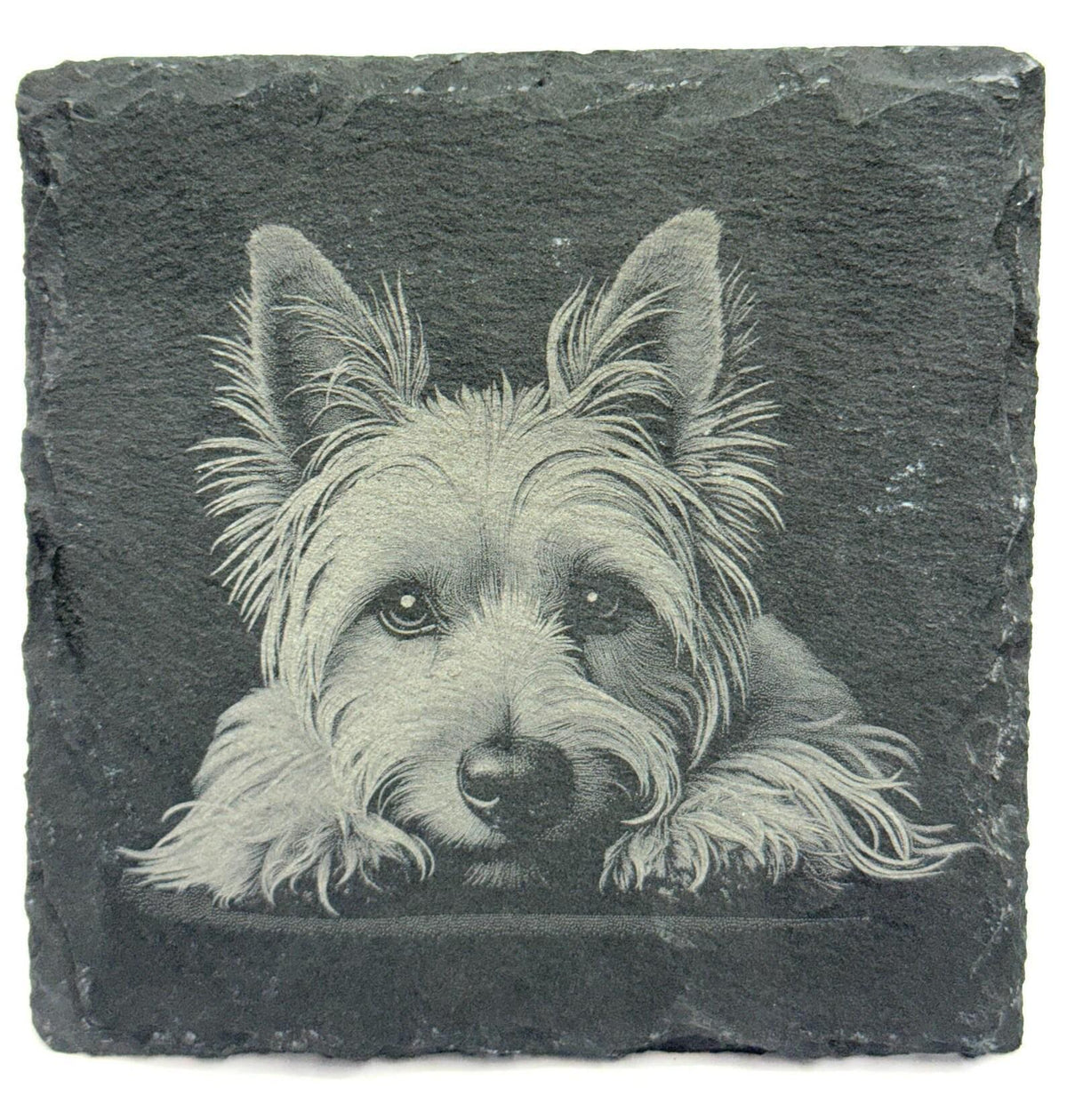 Yorkshire Terrier Slate Coaster – Engraved Yorkie Dog Art