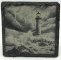 Lighthouse in Rough Seas Slate Coaster – Nautical Wall Art Style