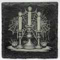 Candlelit Spider Web Trio – Laser Engraved Slate Coaster