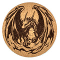 Shadowfire Winged Dragon Round Cork Coaster – Gothic Fantasy