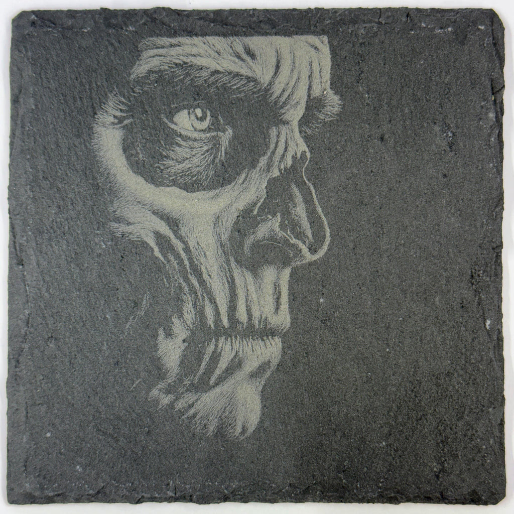 Shadowed Skull Ghoul Slate Coaster – Gothic Horror Art