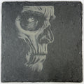 Shadowed Skull Ghoul Slate Coaster – Gothic Horror Art