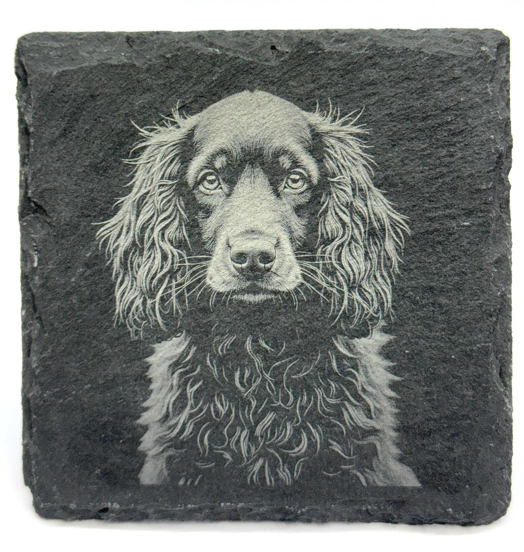 Cocker Spaniel Portrait Coaster – Natural Slate Stone