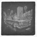 Palm Street Cruise Classic Car Slate Coaster