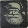 Vintage Santa Portrait Slate Coaster – Classic Santa with Glasses