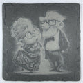 Whimsical Elder Pair – Charming Slate Coaster
