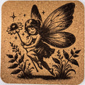 Enchanted Fairy with Flower – Fantasy Cork Coaster