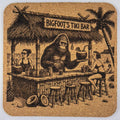 Bigfoot Tiki Bar Cork Coaster – Tropical Sasquatch Cocktail Scene