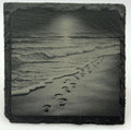 Footprints on the Beach Slate Coaster – Ocean Shoreline Art