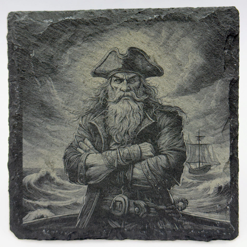 Defiant Pirate with Crossed Arms – Slate Coaster