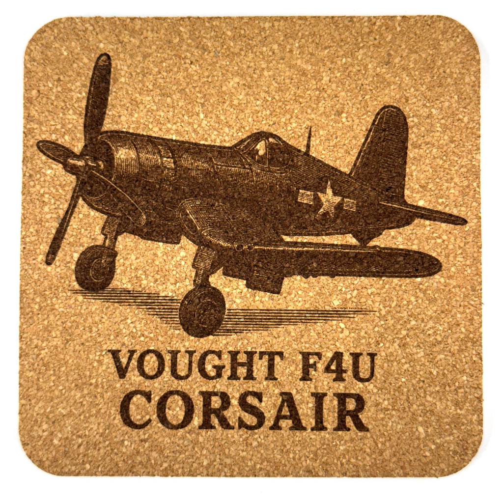 Vought F4U Corsair WWII Fighter – Laser Engraved Cork Coaster
