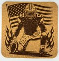 Patriotic Football Player Cork Coaster – American Gridiron Power