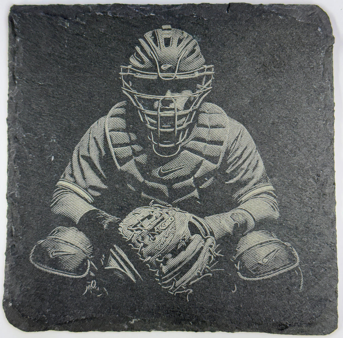 Baseball Catcher Ready – Game Time Slate Coaster
