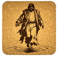 Jesus Walking on Water Coaster, Christian Faith Engraved Cork Coaster