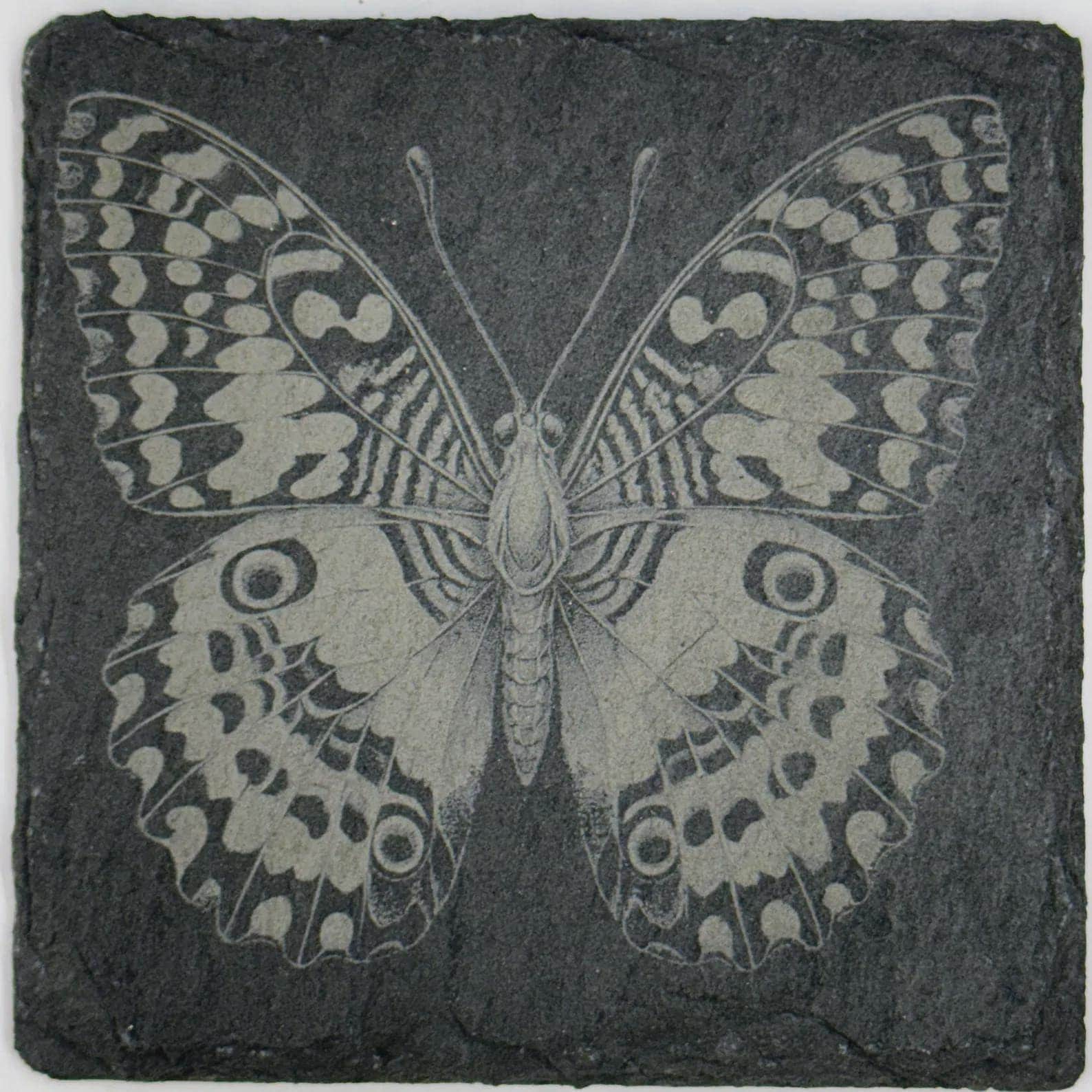 Vintage Butterfly Illustration – Natural Slate Coaster