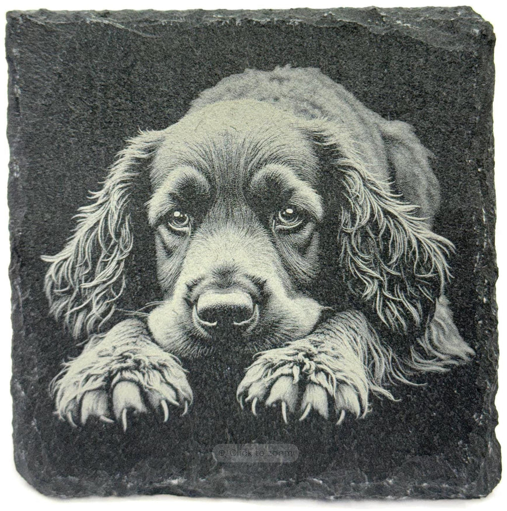 Cocker Spaniel Slate Coaster – Engraved Dog Portrait