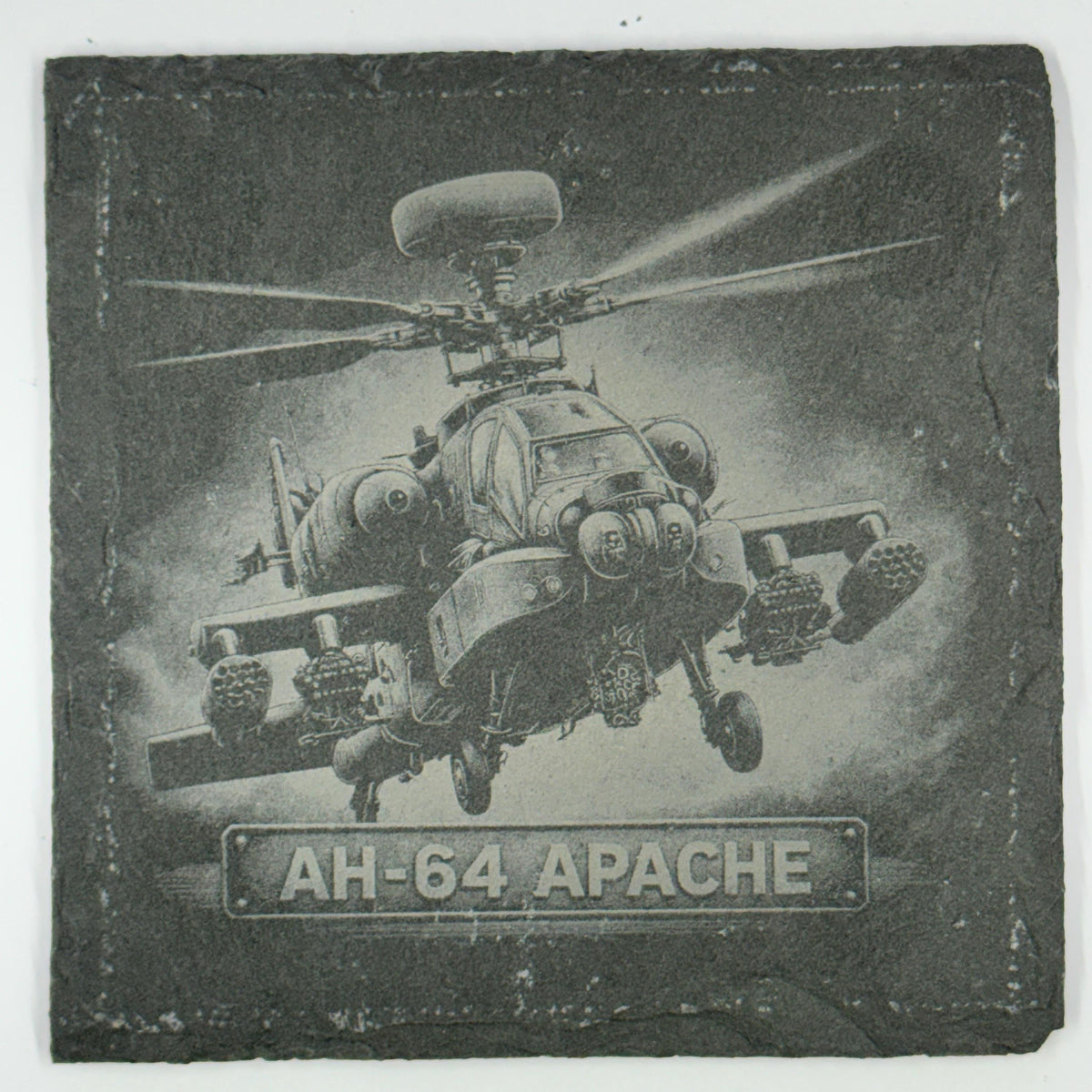 AH-64 Apache Gunship Helicopter Slate Coaster Battlefield Dominance Design
