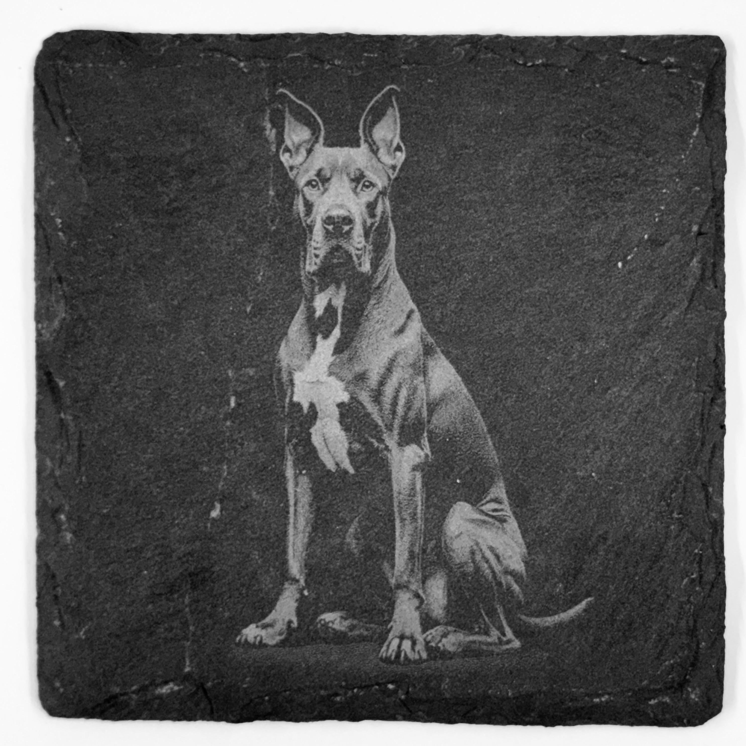 Great Dane Slate Coaster – Gentle Giant with Calm Confidence