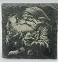 Gnome Inventor Slate Coaster – Fantasy Tinkerer Engraved Stone Coaster