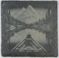Mountain Lake Canoe Slate Coaster – Alpine Reflection Night Scene