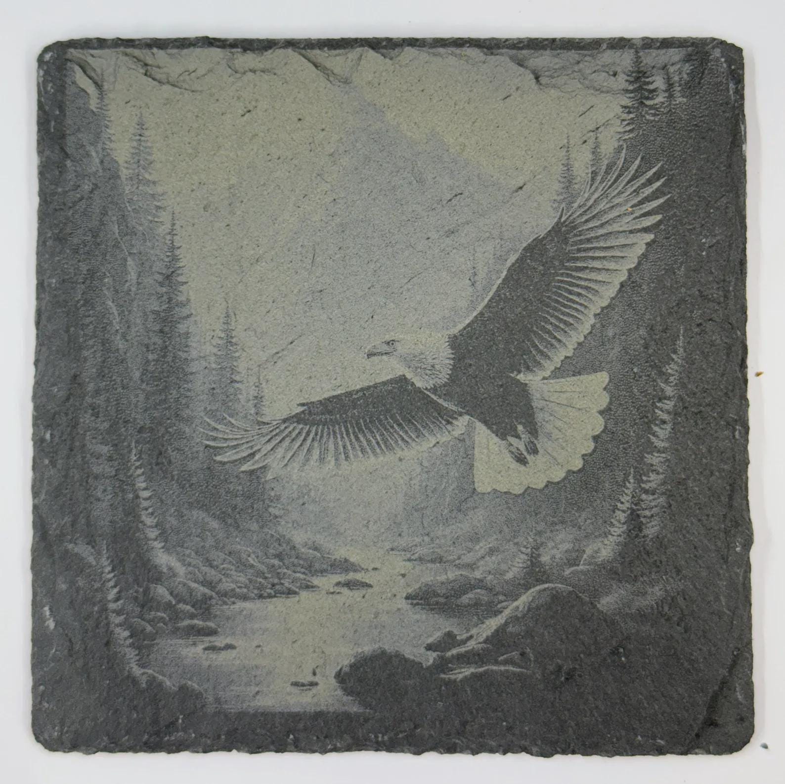 Flying Bald Eagle Slate Coaster – Forest Wildlife Artwork