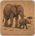 Mother and Baby Elephant – African Wildlife Cork Coaster